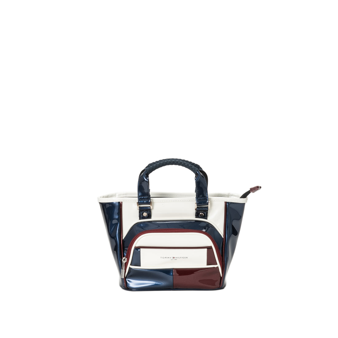 【優待特選店】TOMMY HILFIGER Golf UNISEXエナメルラウンドバッグ　トリコロール